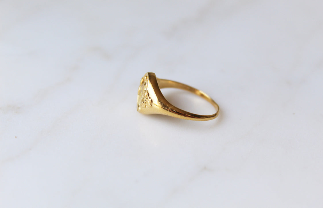 Miraculous Medal Signet Ring in Gold Vermeil