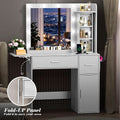 White Vanity Desk Featuring Rotating Jewelry Organizer