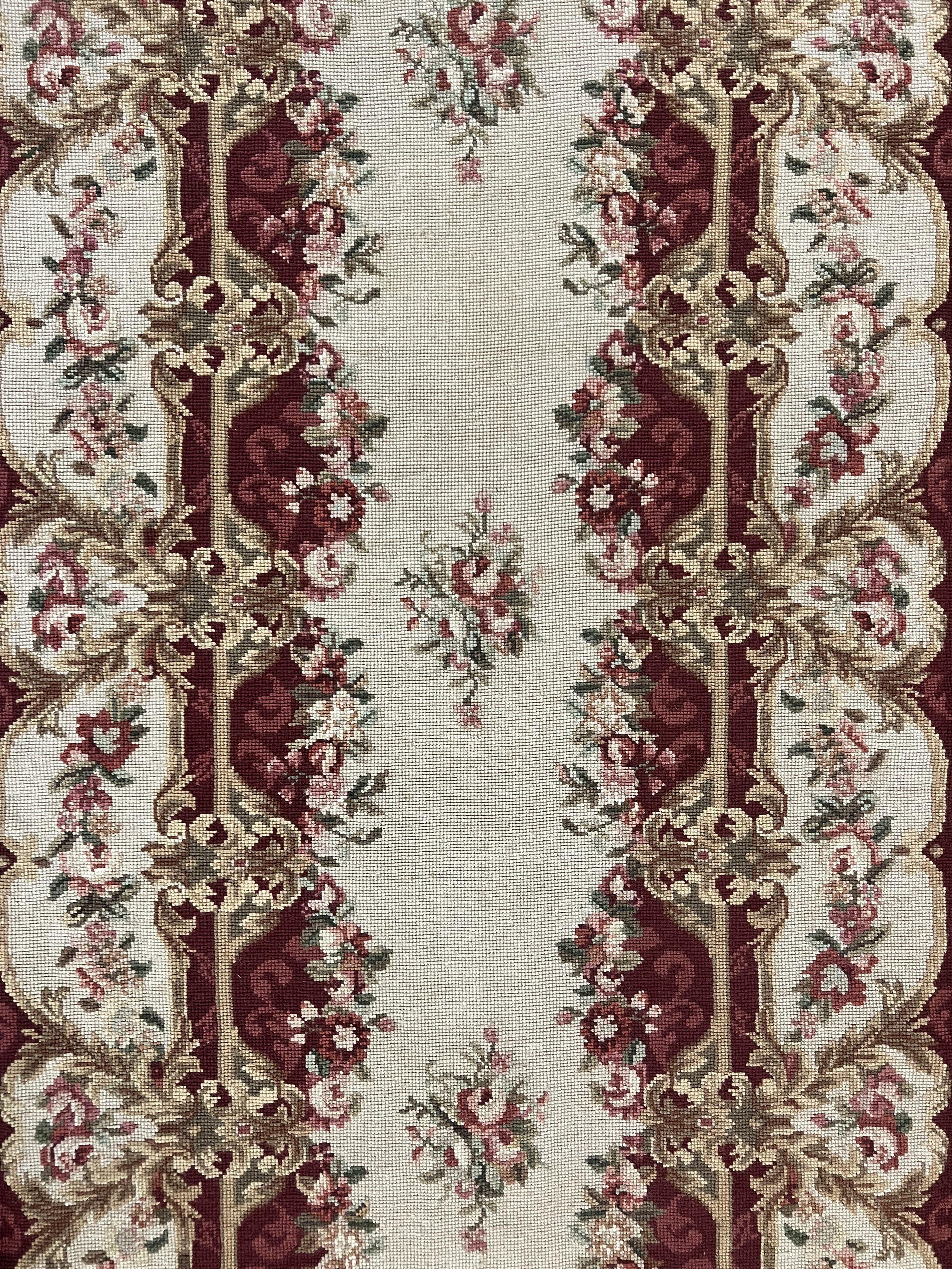 Needlepoint Runner Rug 2.5 x 10.7, Tan Runner Rug, Flatweave Runner, Aubusson European Design, Needlepoint Rug, Long Runner, Hallway Rug