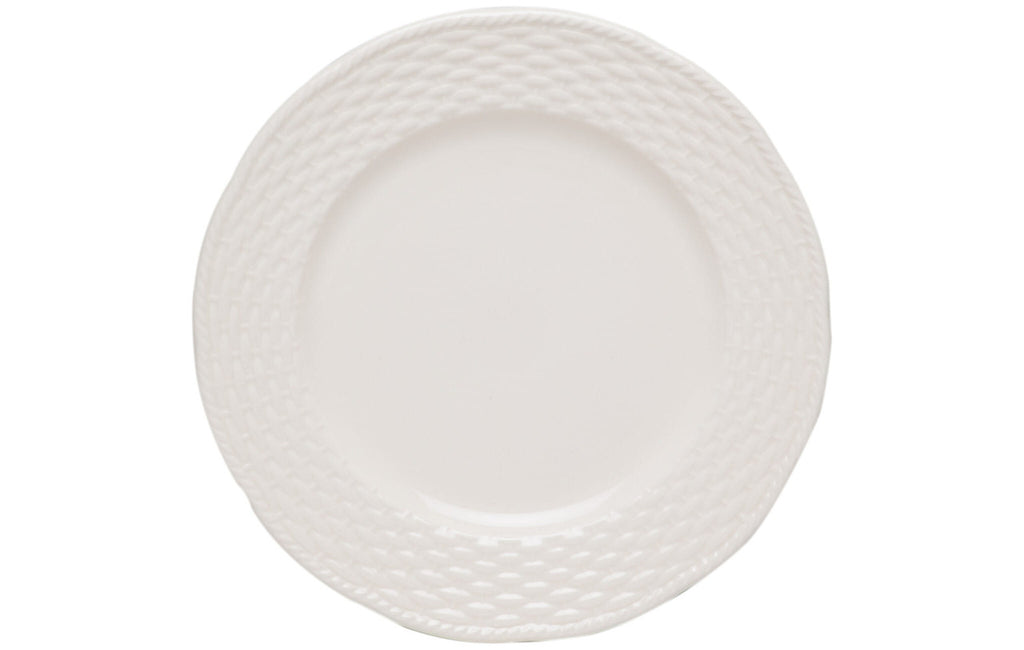 White Four Piece Weave Stoneware Service For Four Dinner Plate Set