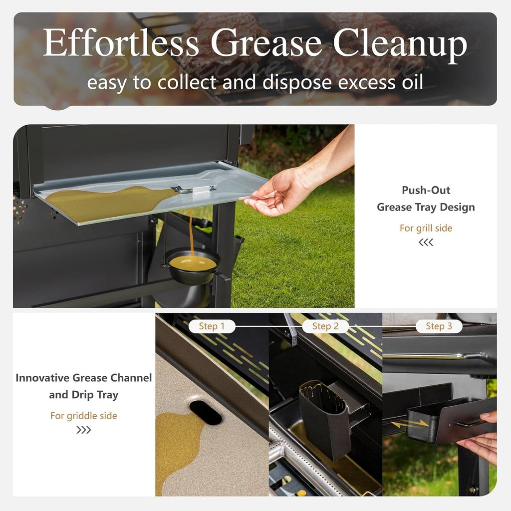 Propane Grill Griddle Combo With Porcelain Enamel Grates