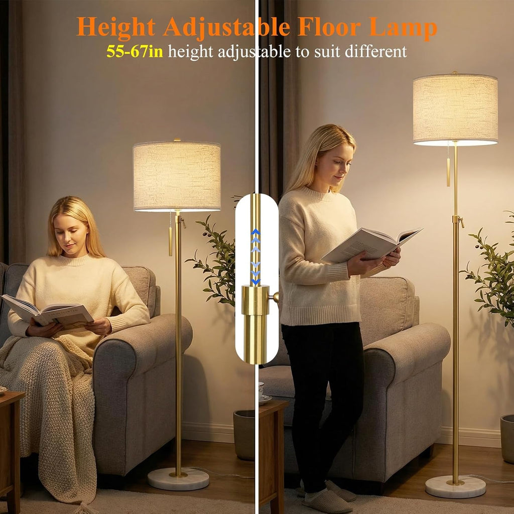 Golden Floor Lamp With Height Adjustable Dimmability