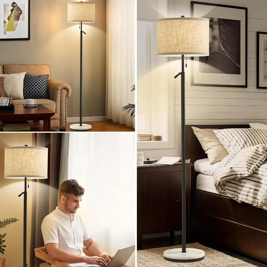 Black Marble Floor Lamp Telescoping Height Adjustable