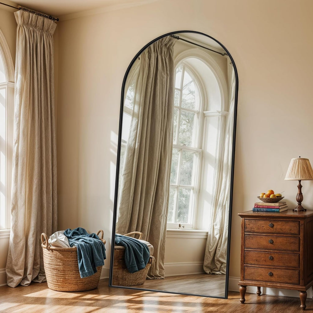 71-Inch Full-Length Arched Standing Mirror Matte-Black