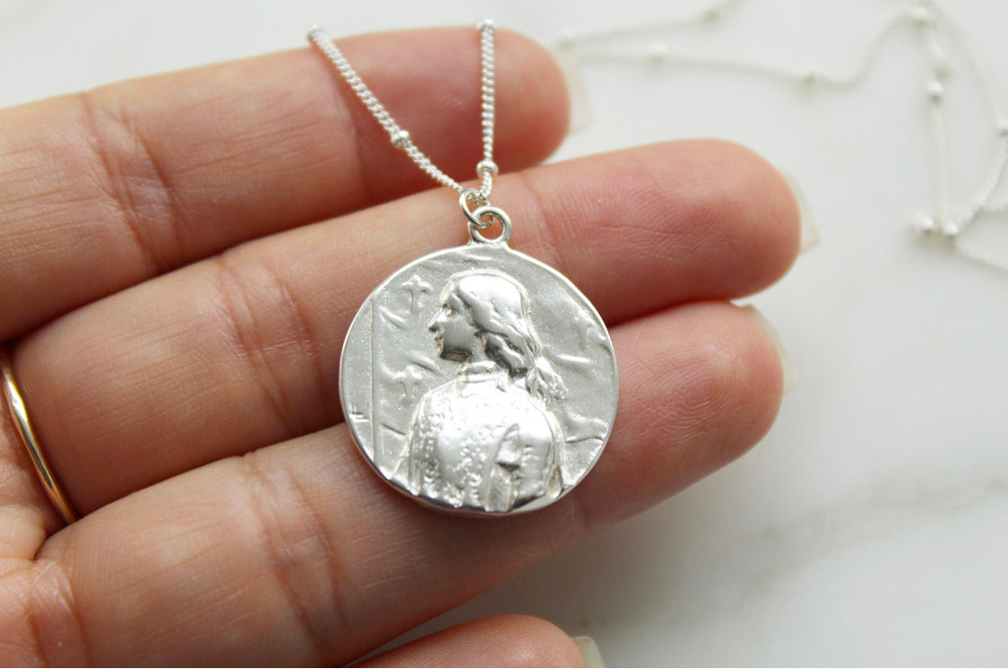 St. Joan Of Arc Necklace in 925 Sterling Silver