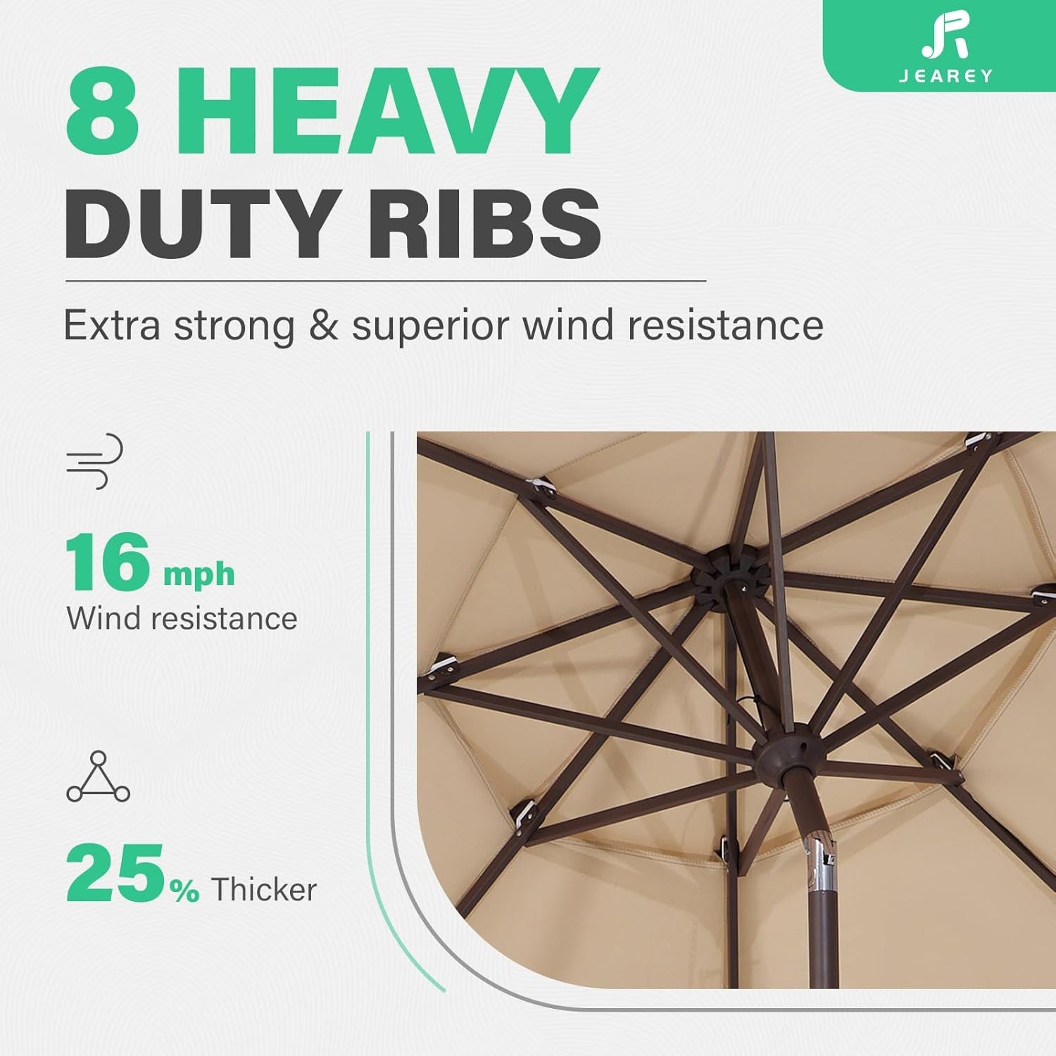 Beige 9Ft AllWeatherUVProtectiveCoated Patio Umbrella