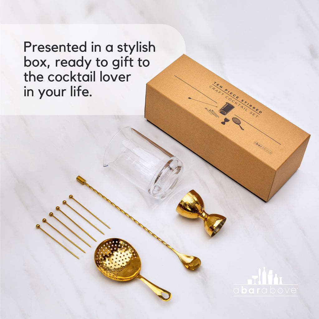 10-Piece Stirred Craft Cocktail Set - Stainless Steel