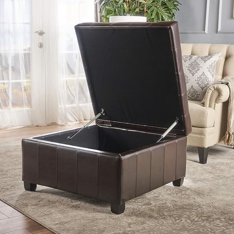 Thirty One Inch Square Upholstered Storage Ottoman