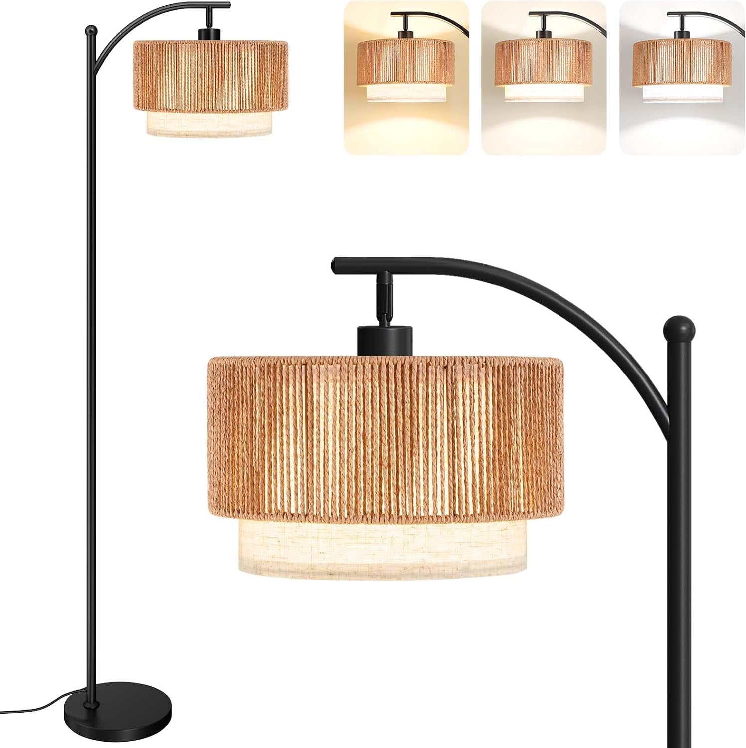 Arched Floor Lamp With Adjustable Color Temperatures