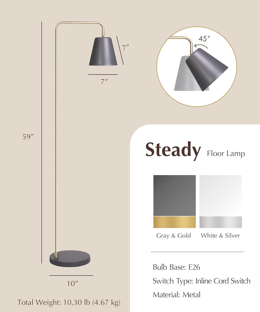 Steady Brass Floor Standing Reading Lamp Adjustable