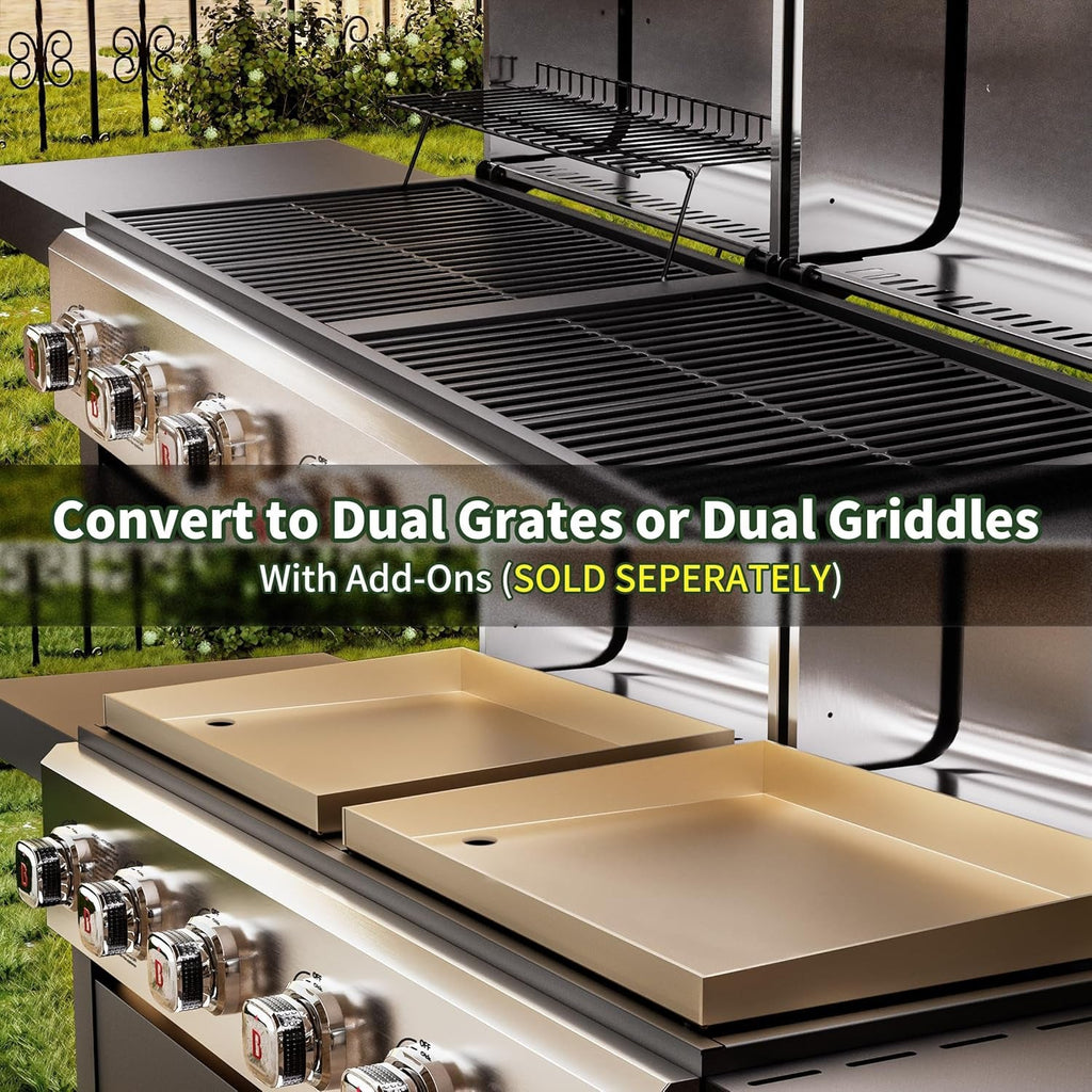 Brand-Man Six-Burner Griddle Grill Combo Outdoor Kitchen