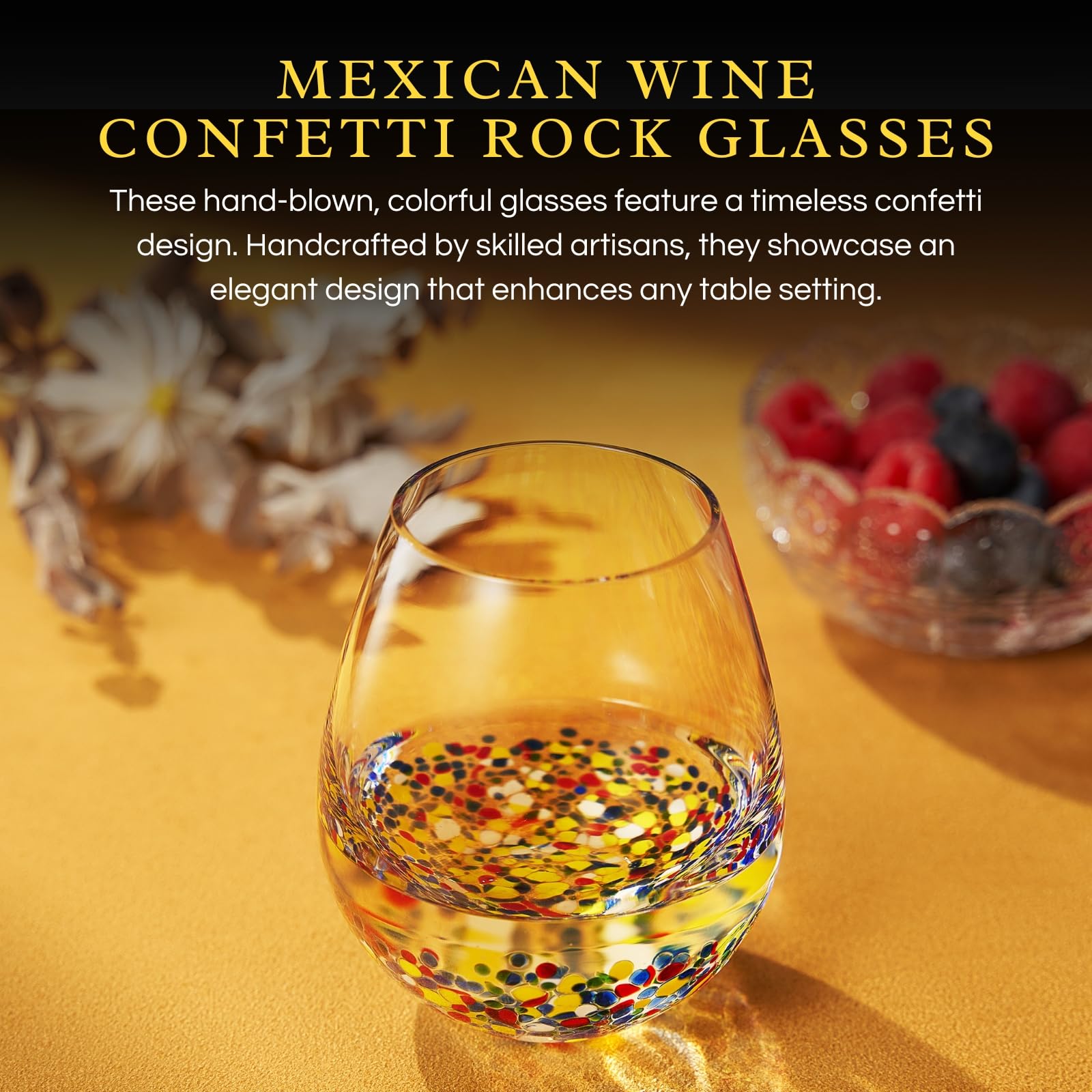 Large Stemless Wine Glasses – Set of 2-14oz