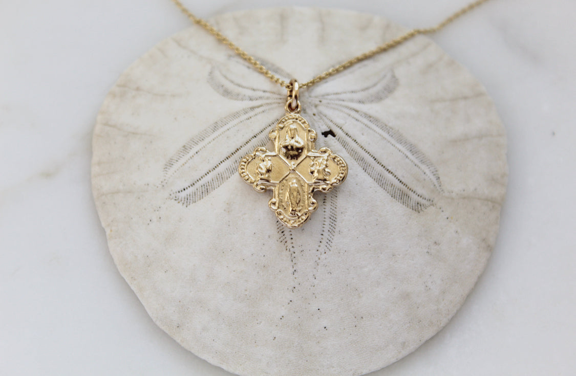 Four Way Cross 14K Gold