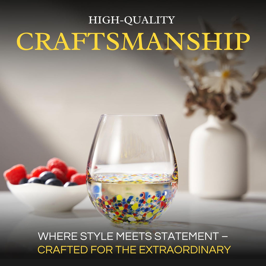 Large Stemless Wine Glasses – Set of 2-14oz