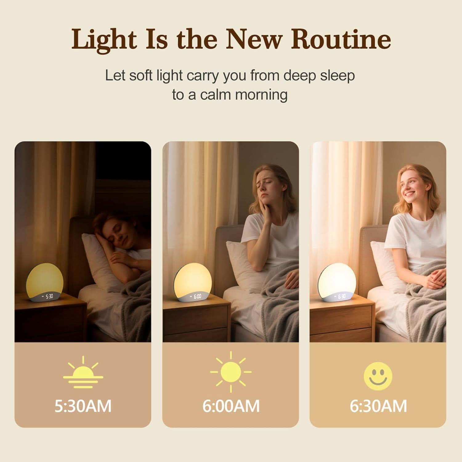 Sunrise Alarm Clock With Dimmable Night Light And White Noise