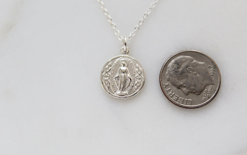 Round Miraculous Medal in 925 Sterling Silver