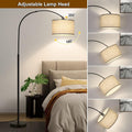 Matte Black Arc Floor Lamp With Adjustable Shade Living Room