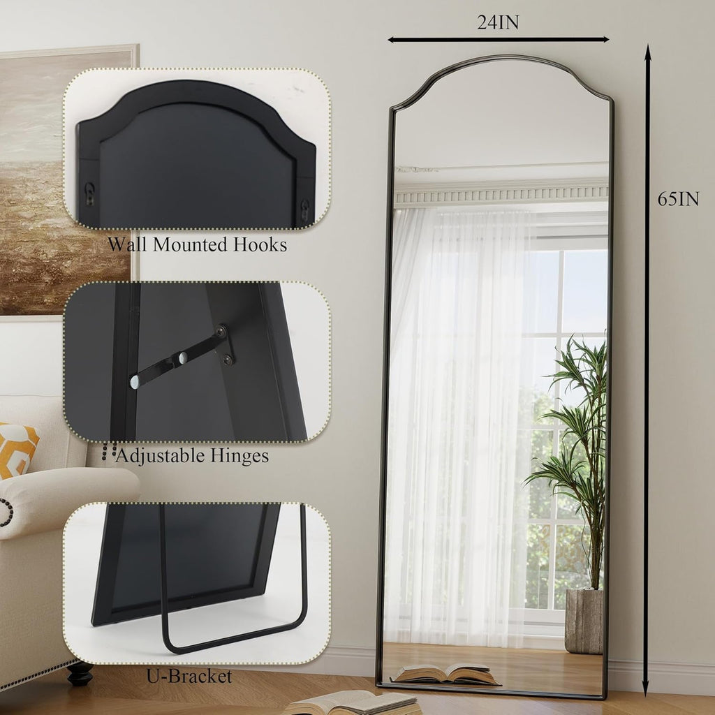 Arched Full-Length Mirror With Scalloped Edges 65-Inch