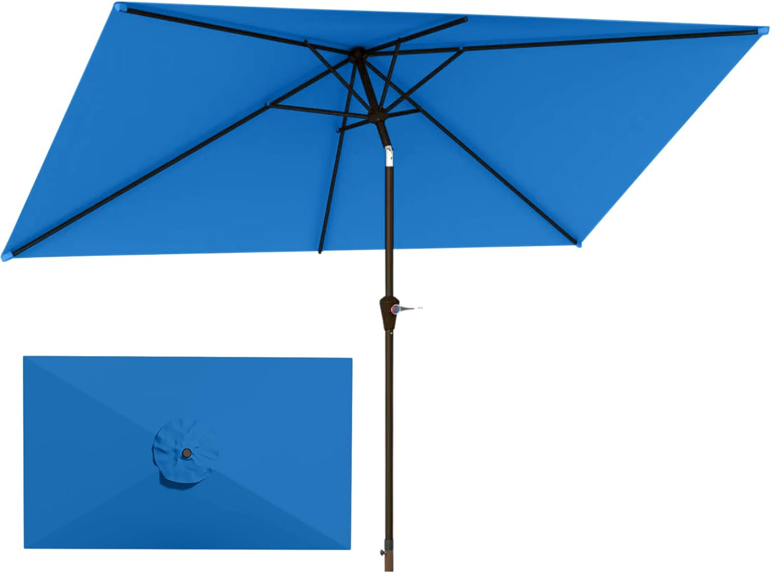 SixPointFiveByTenFeet Rectangular Patio Umbrella TiltUVProtection
