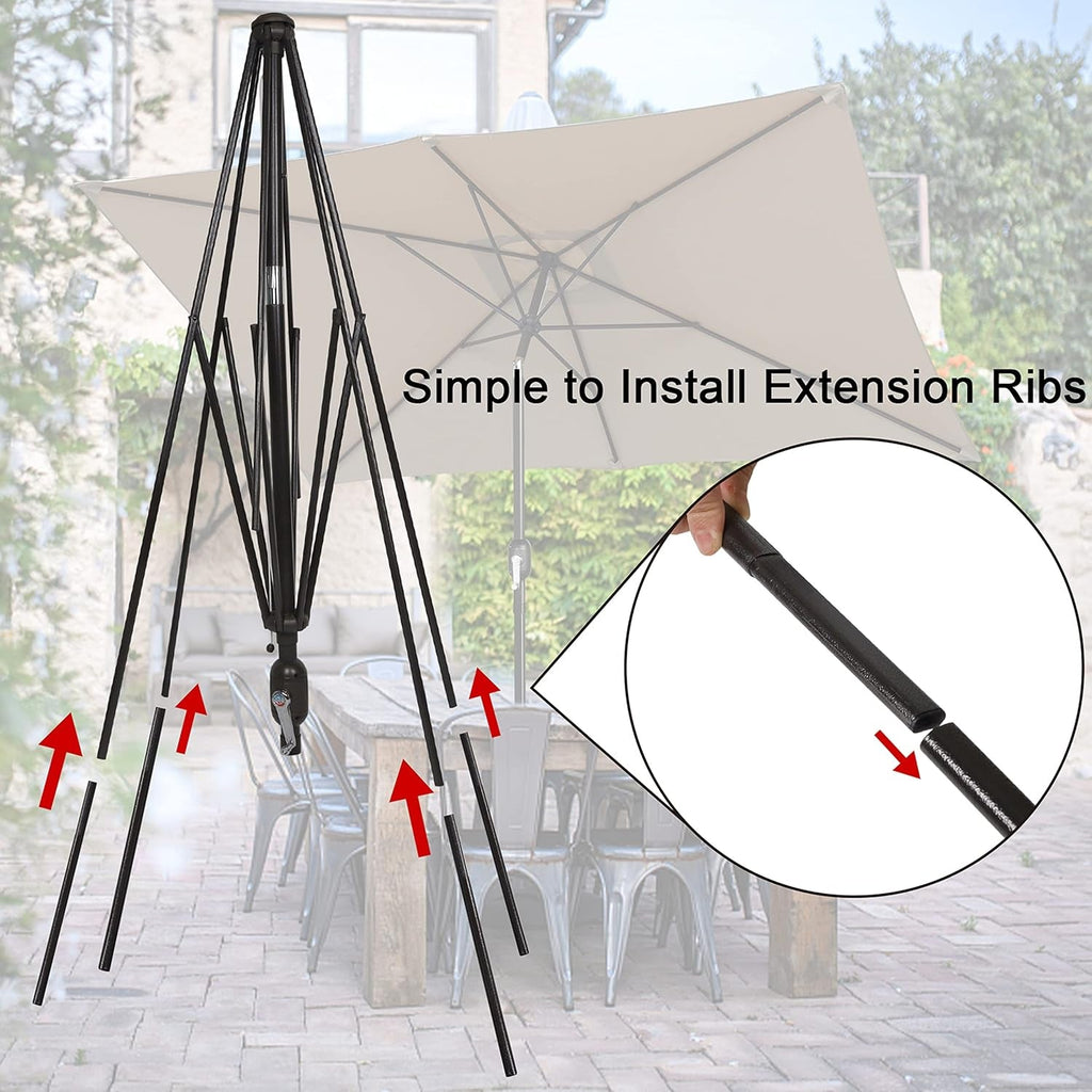 Rectangular Patio Market Umbrella Tilt Crank Durable