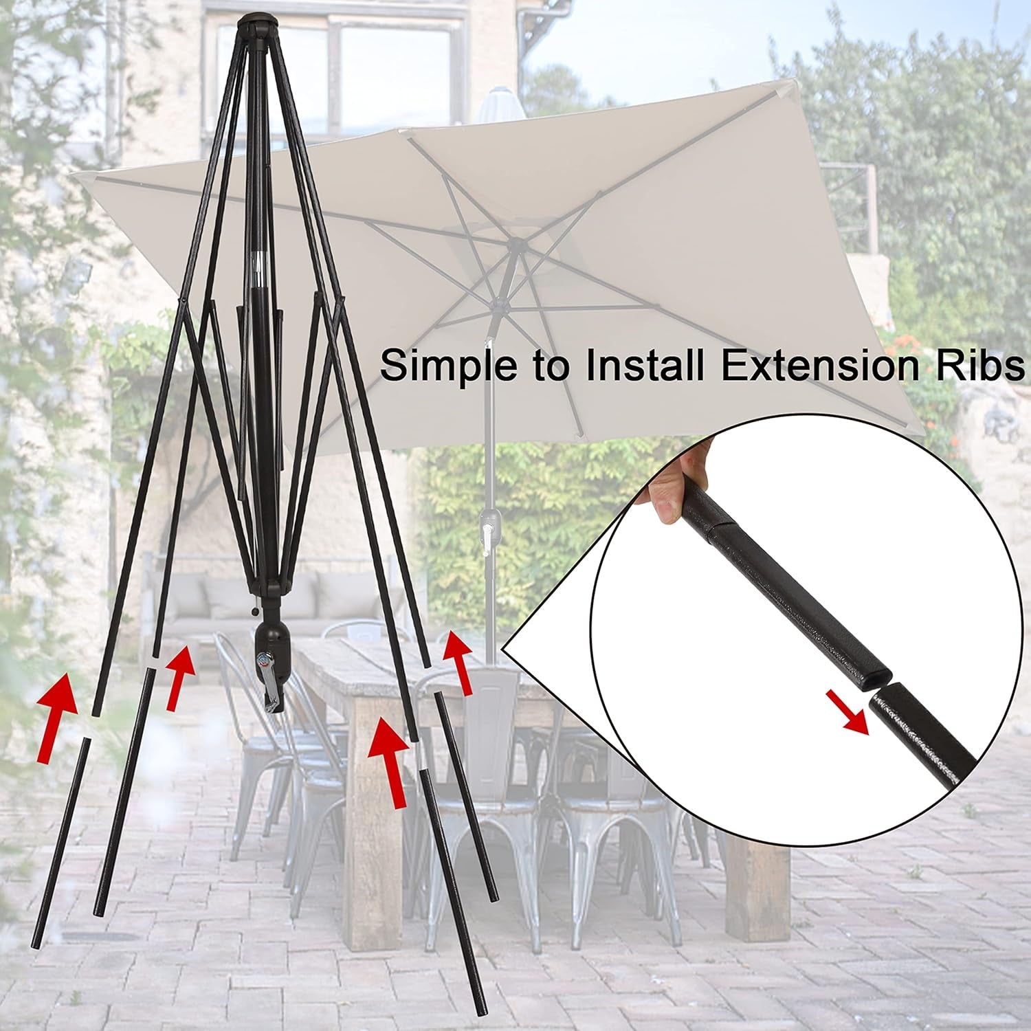 Rectangular Patio Market Umbrella Tilt Crank Durable