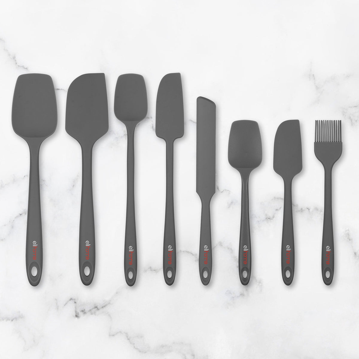 Elihome 8 Piece Silicone Spatula Set - Teal Grey