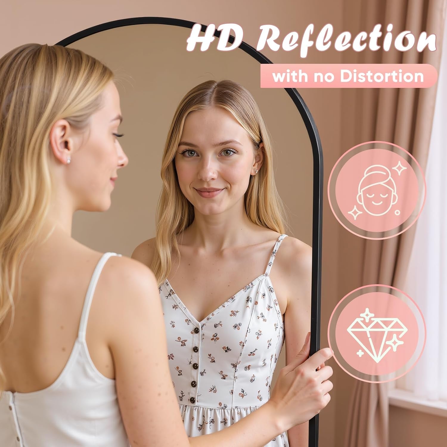 71-Inch Full-Length Arched Standing Mirror Matte-Black