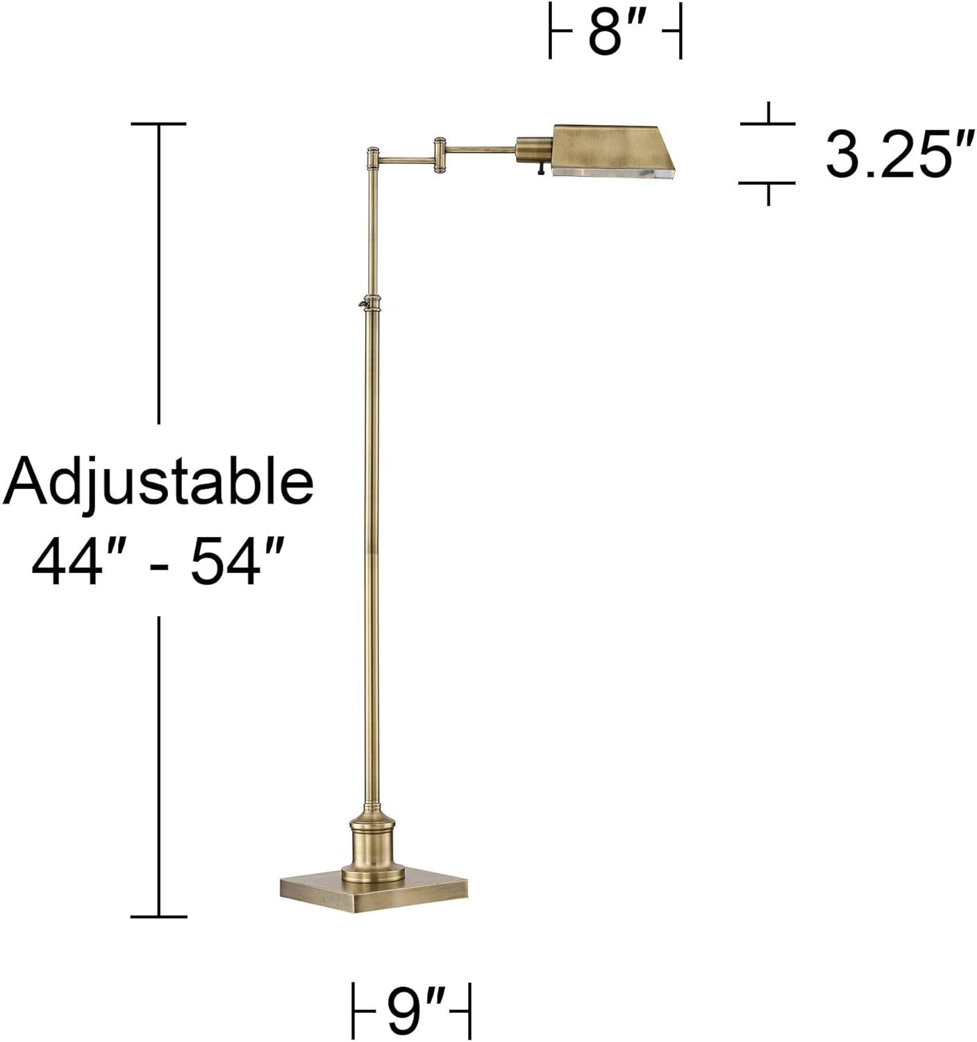 Aged Brass Adjustable Floor Lamp Swingarm Industrial