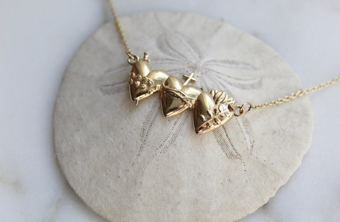 Holy Family Hearts® Necklace in 14k Gold