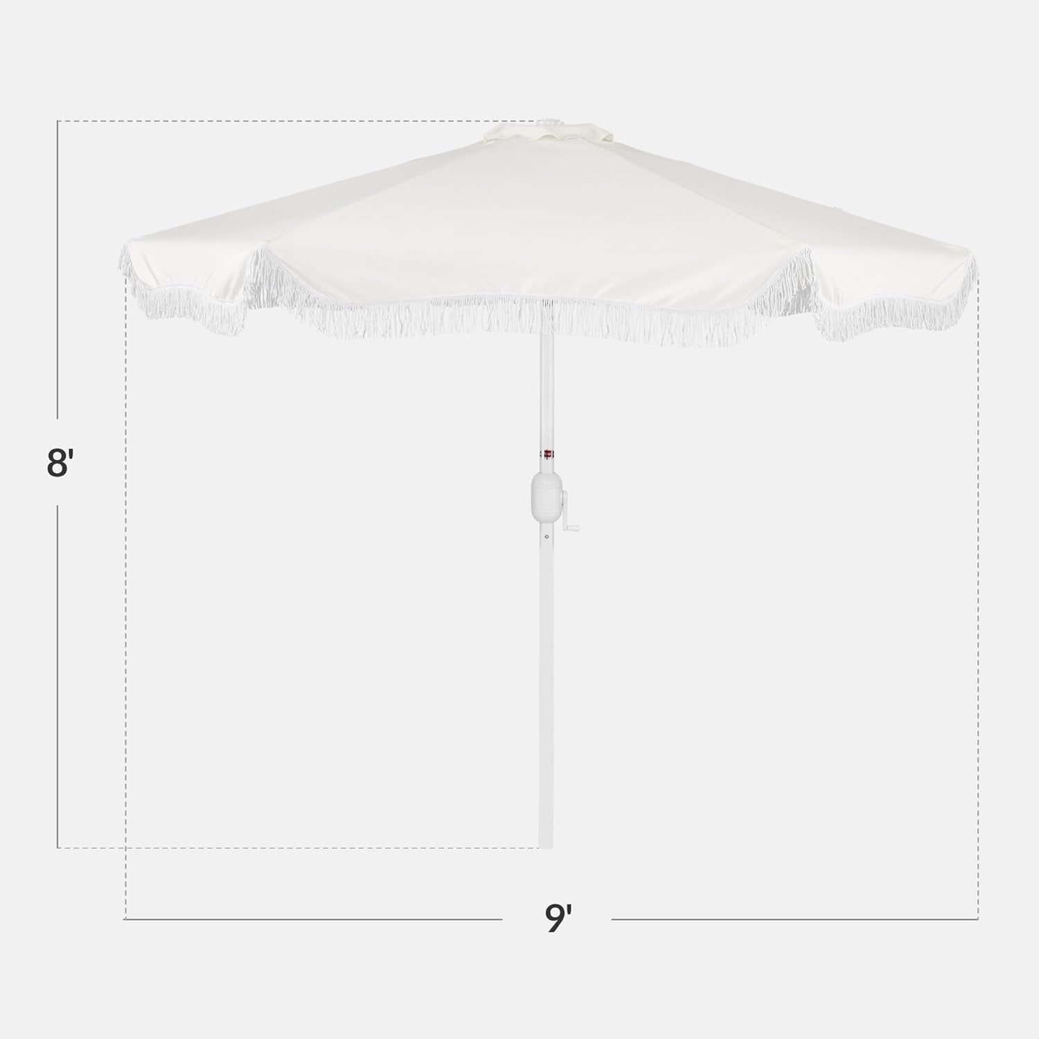 NineFoot Fringe Market Patio Umbrella BrightWhite UPF50