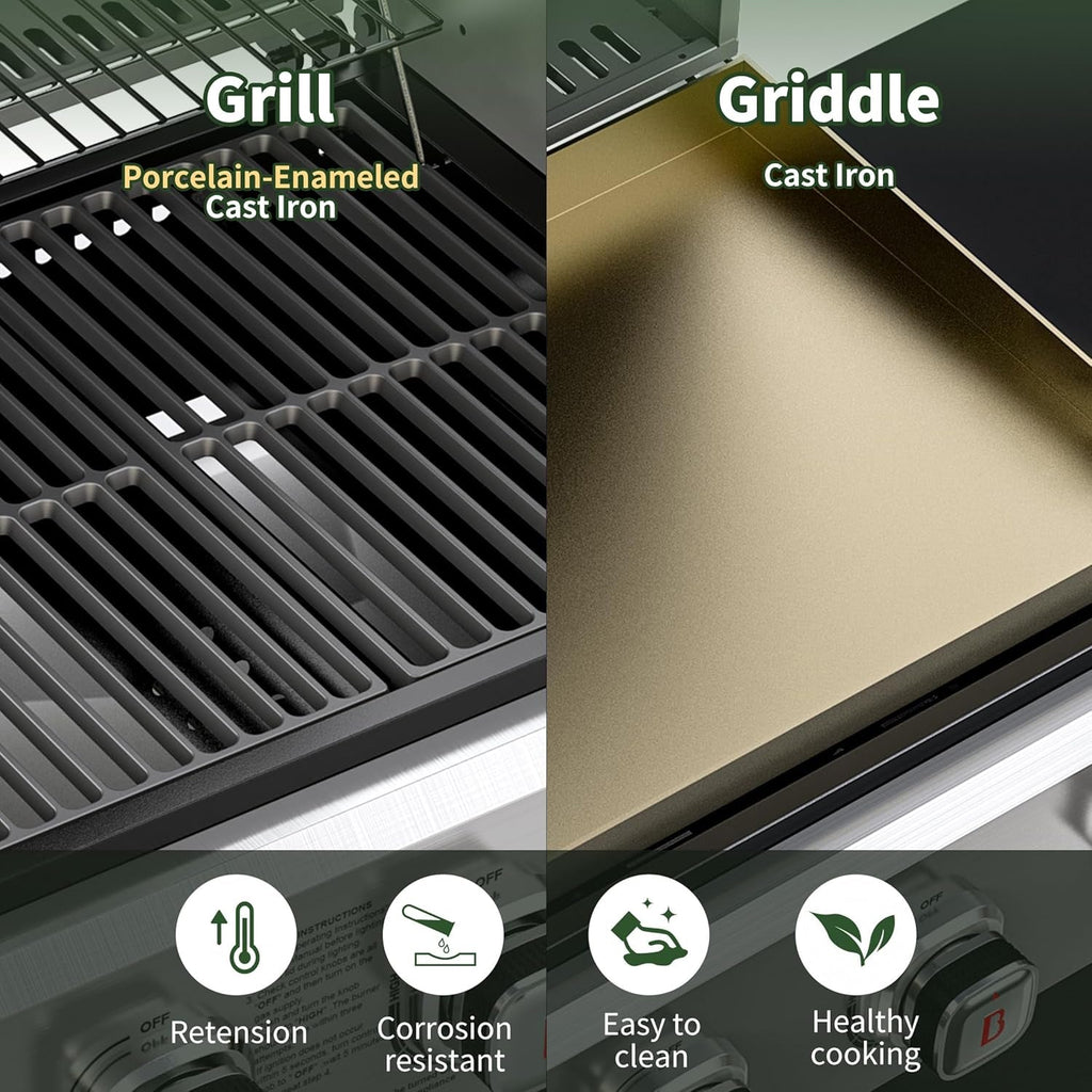 Brand-Man Six-Burner Griddle Grill Combo Outdoor Kitchen