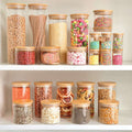 Bamboo Glass Jars Large Pantry Container Set – 24 Pack