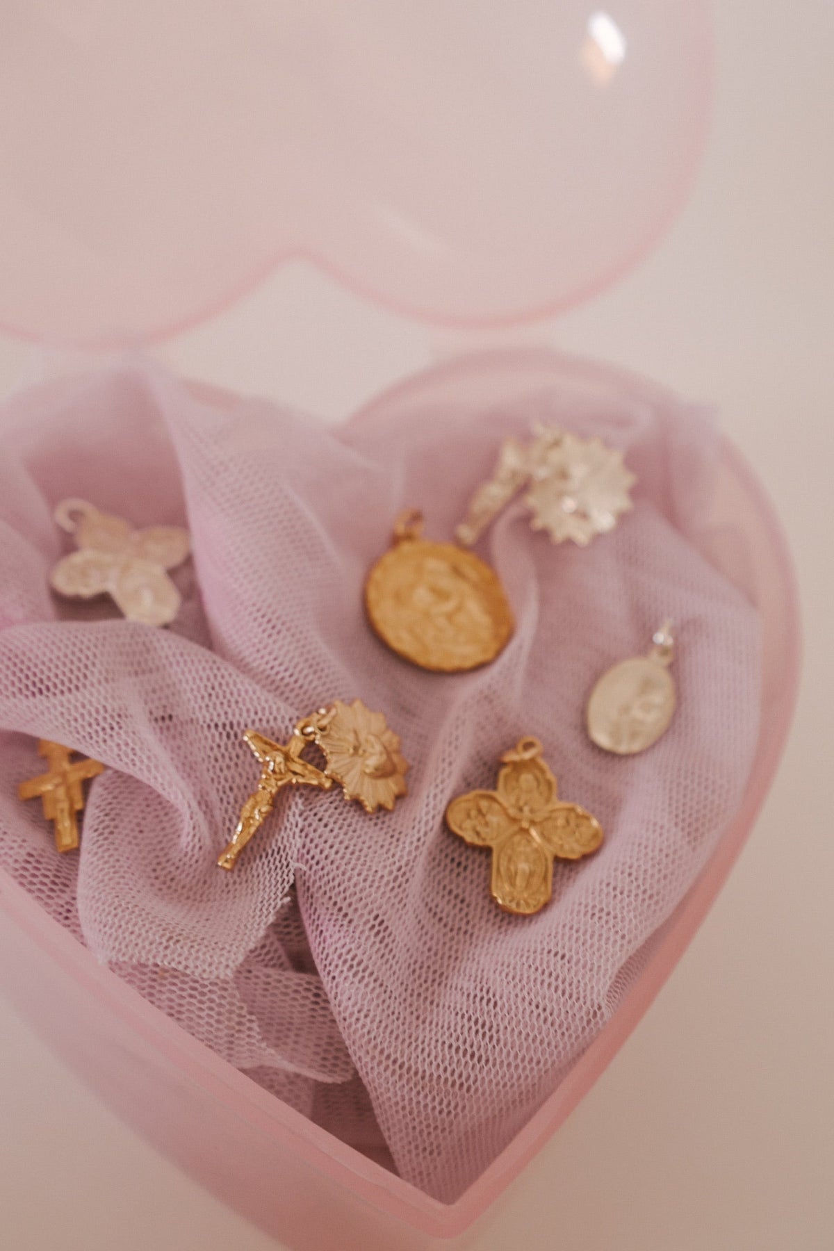Sacred Heart and Crucifix in Gold Vermeil