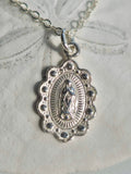 Our Lady of Guadalupe Scalloped Necklace in Sterling Silver