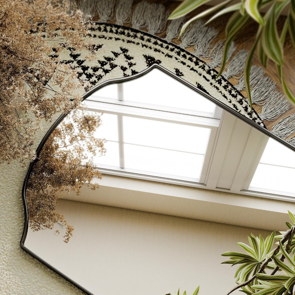 Arched Full-Length Mirror With Scalloped Edges 65-Inch