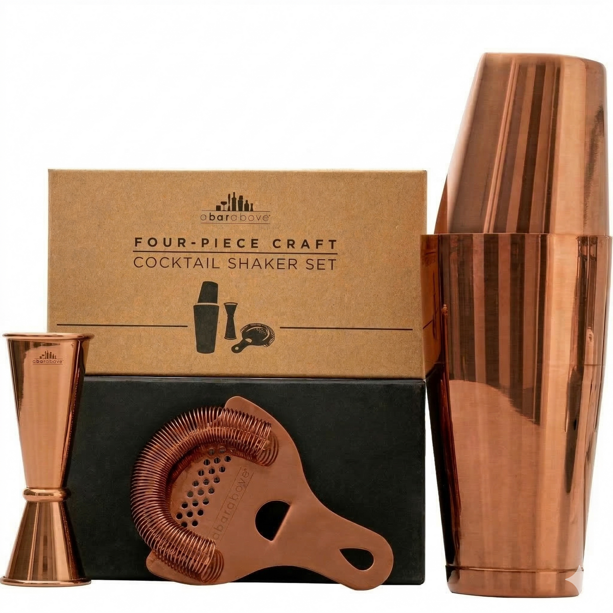 4-Piece Cocktail Shaker Set - Antique Copper