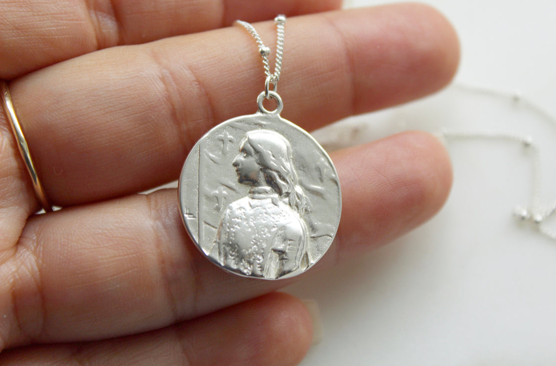 St. Joan Of Arc Necklace in 925 Sterling Silver