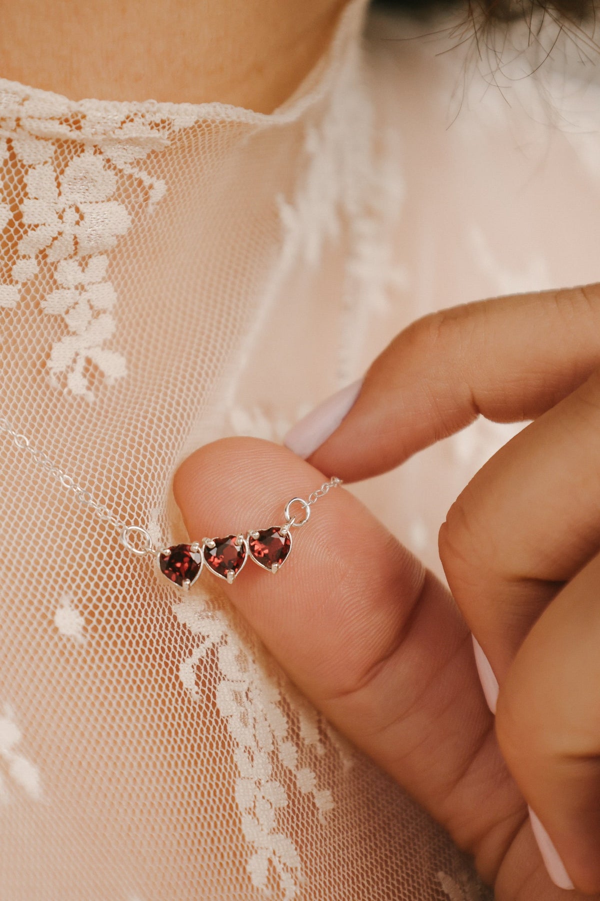 Garnet Holy Family Hearts® | Silver