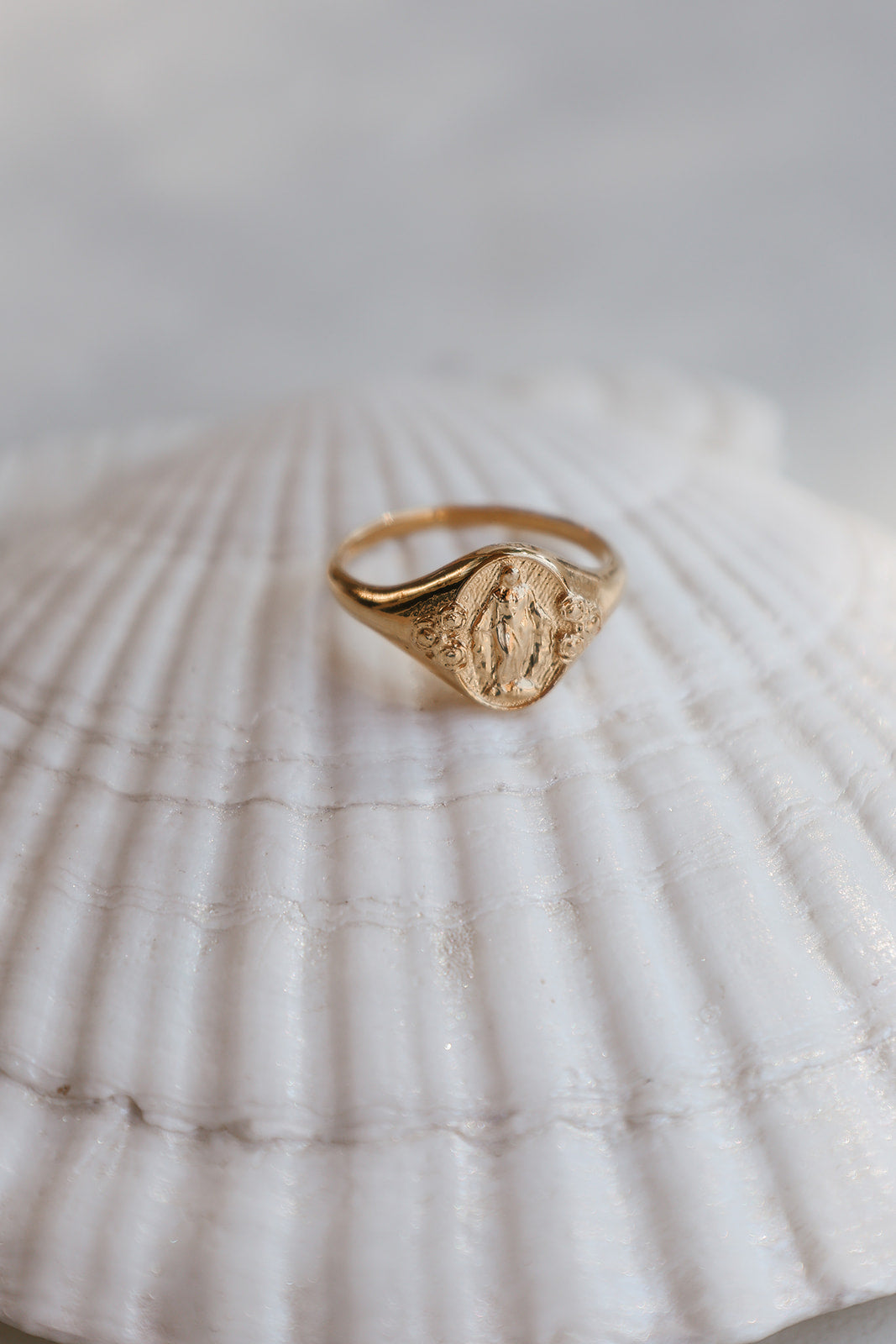 Miraculous Medal Signet Ring in Gold Vermeil