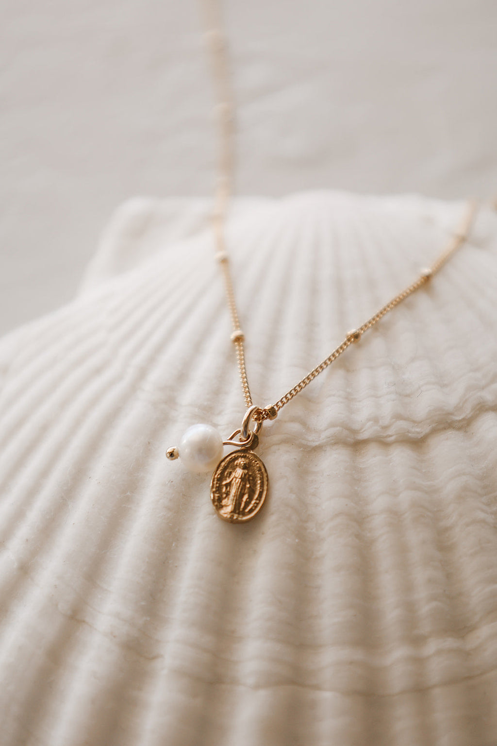 Miraculous Medal & Pearl Necklace