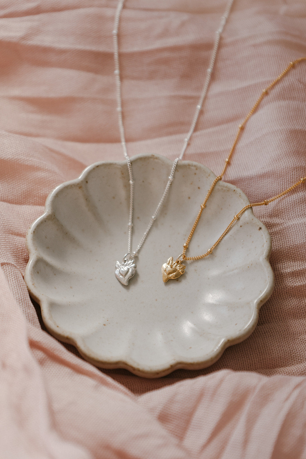 Tiny Sacred Heart Necklace in Sterling Silver