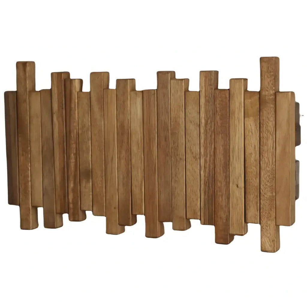 Acacia wood coat rack Wall Mounted with Flip Down Hooks, Entryway