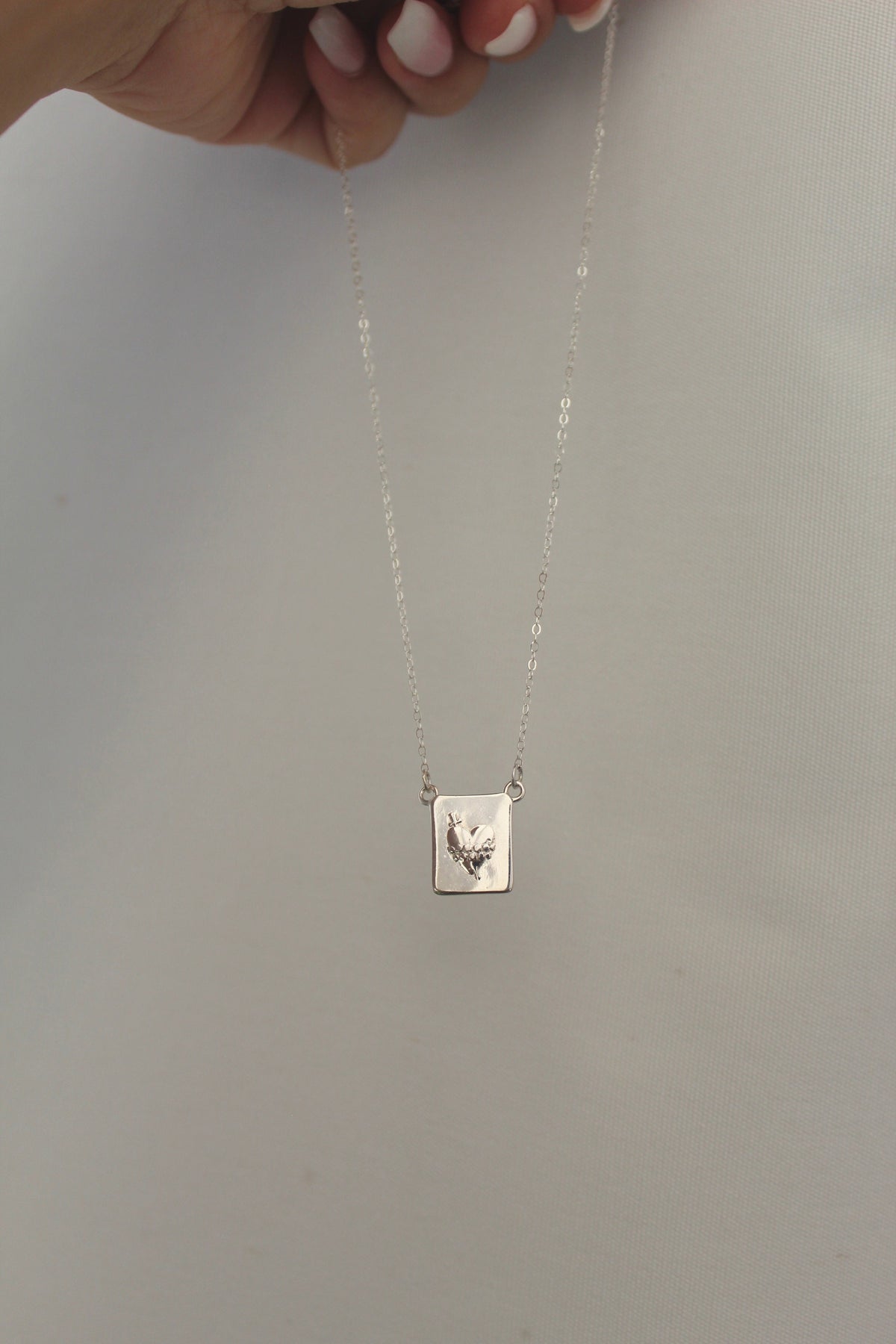 Our Lady of Fatima's Immaculate Heart Necklace in Sterling Silver