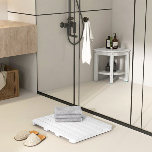 Waterproof HIPS Bath Spa Shower Mat with Non Slip Foot Pads-Brown