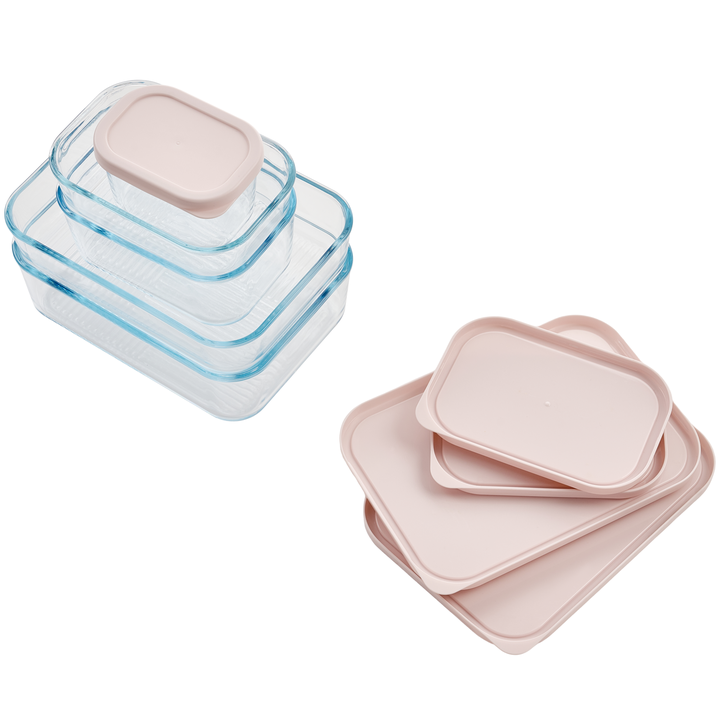 Container Culture 4-Piece Airtight Glass Food Storage Containers with Lids, 2 x 57.5oz - Berry Blush