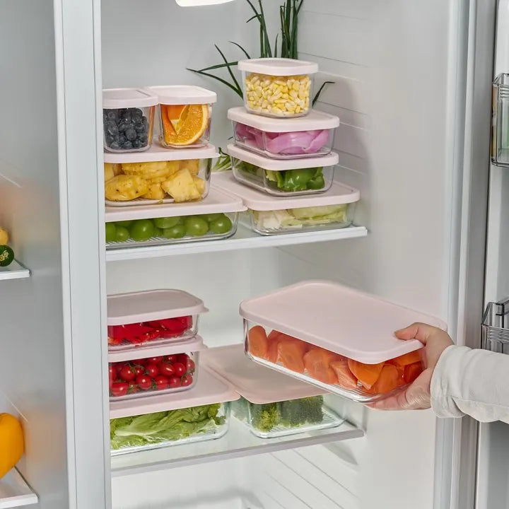 Container Culture 12-Piece Airtight Glass Food Storage Set with Lids, 25.35oz & 40.57oz Mixed Sizes - Berry Blush