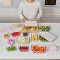Container Culture 12-Piece Airtight Glass Food Storage Containers with Lids, 6 x 25.4oz - Berry Blush