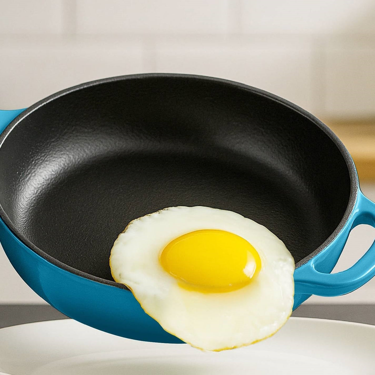 Blue 6-Piece Non-Stick Cast Iron Cookware Set - Skillet Grill Pan Dutch Oven