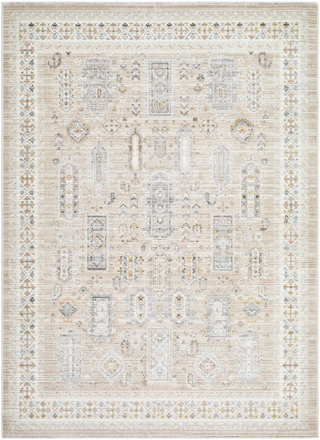 Fugia Beige Persian Machine Woven Polypropylene Washable Area Rug