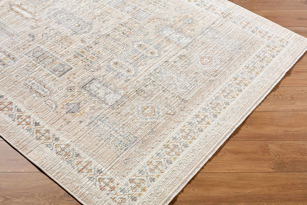 Fugia Beige Persian Machine Woven Polypropylene Washable Area Rug